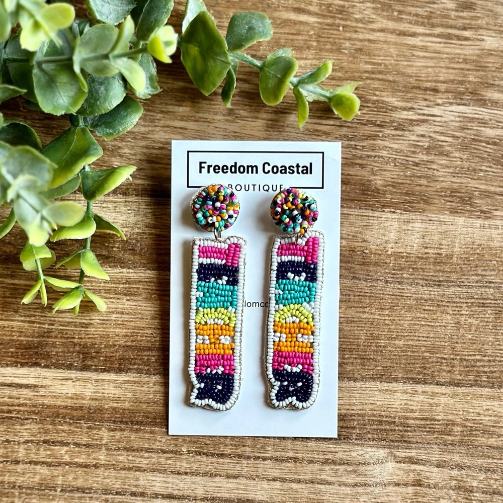 Rainbow Teacher Beaded Earrings